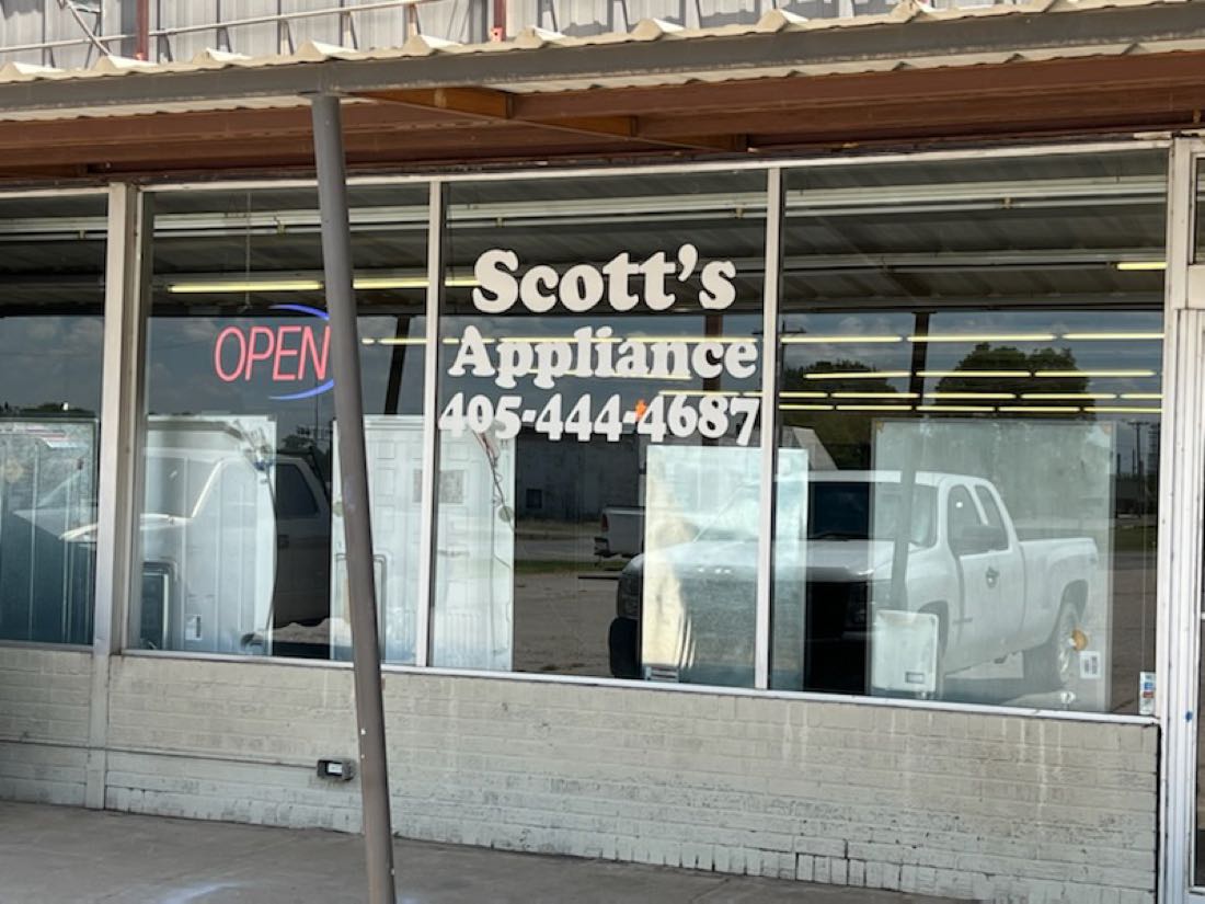 Scott's Appliance Sales and Service storefront in Wynnewood, OK